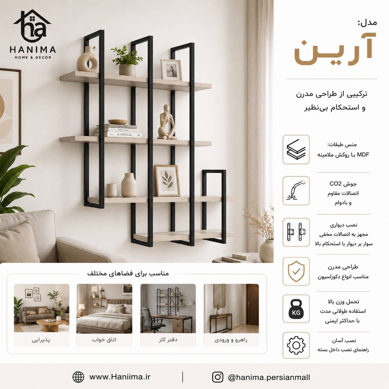 شلف دیواری مدل آرین